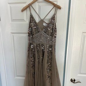 ASOS Design Metallic Midi Dress with Crinoline overlay